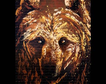Modern painting of a bear 50x70cm