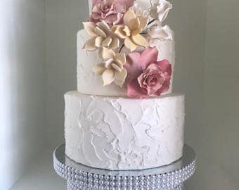 Lei Pearl and Silver Bling Cake Stand available in 10", 12", 14", 16", Custom