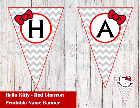 Hello Kitty Pink Red Birthday Banner