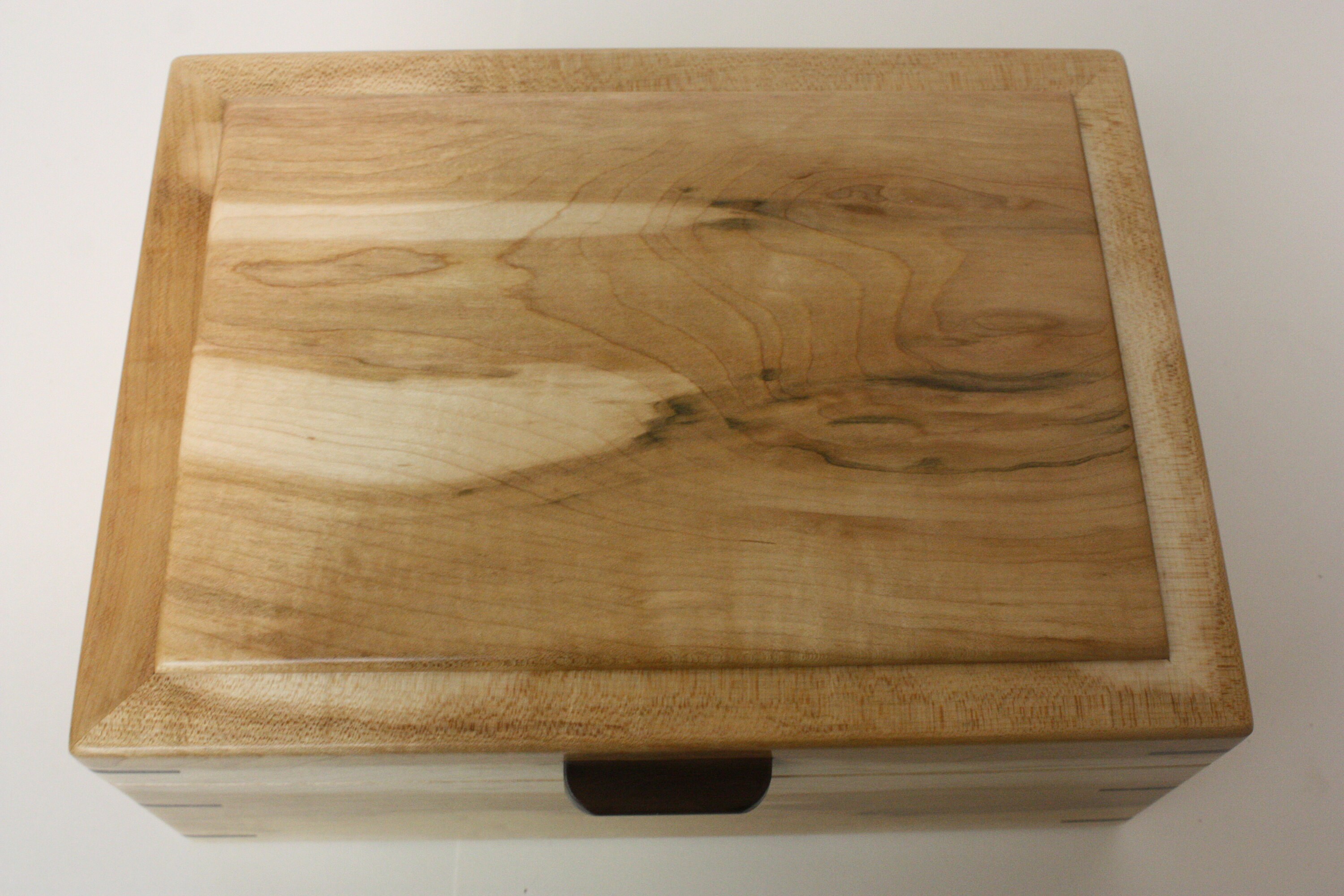 Large Maple Wood Box with Black Walnut