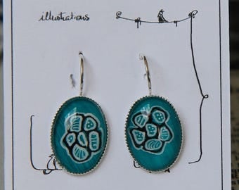 Hand painted * original illustration hand painted earrings * lever BO *.