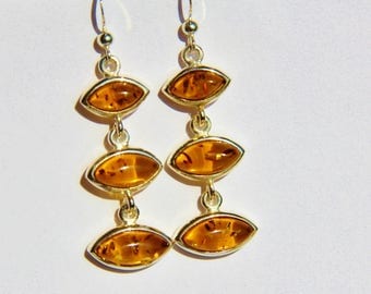 genuine amber earrings on 925 Silver