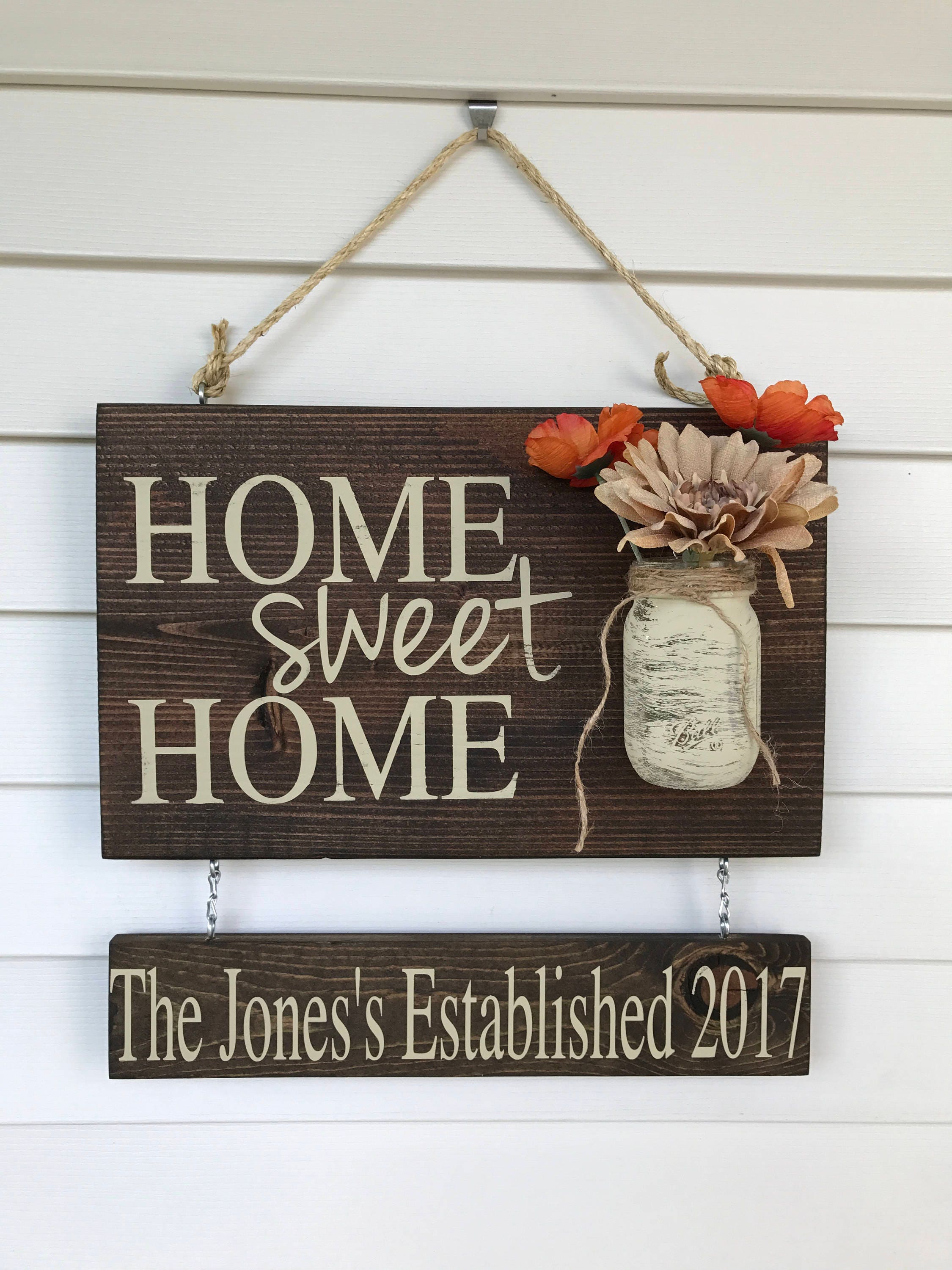 Personalized Home Sign Home Sweet Home Sign Rustic Home