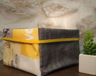 Tidy/cart in yellow and grey waxed canvas