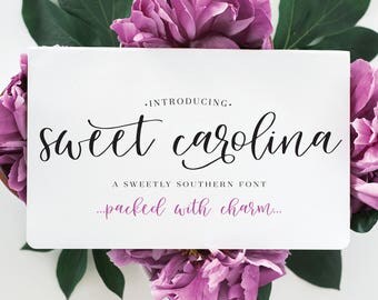 Sweet Carolina Script Font, handwritten font, handlettered font, personal and/or commercial use with license