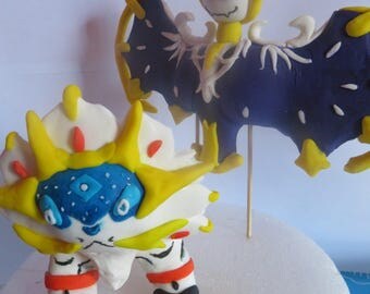 Lunala And Solgaleo pokemon cake toppers from pokemon sun and moon. 4inches.