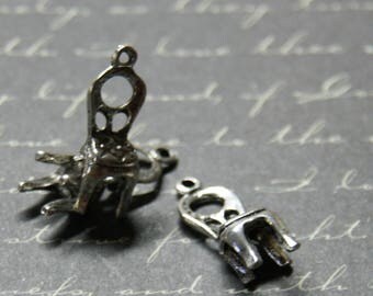 3 20x7mm Silver Chair charms