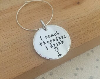 teacher wine glass charm, quirky teacher gift, personalised teachers wine glass charm, wine glasses teacher charm, funny gift for teacher