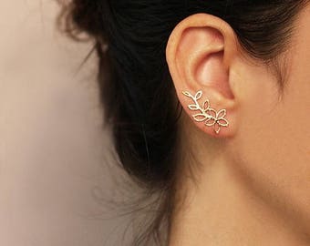 SUMMER SLE Gold flower ear cuff , Gold or Silver, Flower Ear Climber , Flower earrings , 18k Gold plated brass NICKEL Free , Graduation