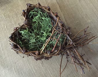 Wedding rustic Heart nest/ rustic nest/ heart shaped nest/ wedding nest/ ring nest/ wedding ring holder/ring bearer nest/rustic wedding nest