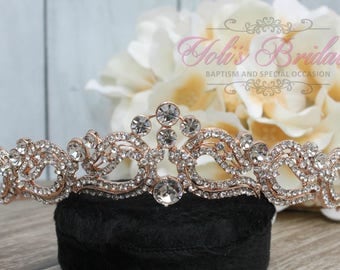 FAST SHIPPING!! Rose Gold Swarovski Tiara, Crystal Tiara ,Wedding Tiara ,Crown , Princess Tiara, Crystal Headpiece, Corona, XV Tiara