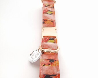 Autumn Rose Dog Collar, 1 inch width shown. Rose gold dog collar, Fall Dog Collar