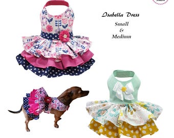 Isabella Dog Dress SMALL & MEDIUM, Dog Dress Sewing Pattern PDF, Digital Dog Harness Sewing Pattern, Pet Clothes Tutorial and Sewing Pattern