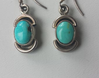 Turquoise Sterling Silver Earrings, Natural Gemstones, Gemstone Drop Earrings, Arizona Sleeping Beauty Turquoise