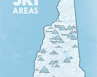 New Hampshire 4000 Footers Map 18x24 Poster