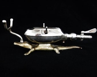 Antique Gas Marcel Curling Iron Heater/Stove/Hair Salon Decor/Vintage Hairdressing/Alligator-Crocodile Figurine/Bathroom Decor/1910's/RARE