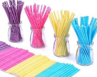 Cake Pop Sticks / Colorful Lollipop Dessert Handle Sticks / Pink, Blue, Purple, Yellow Party Cake Pop Handles / Fun Kids Baking Accessories