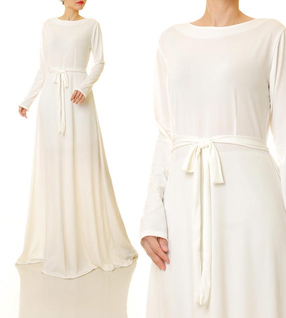 White Maxi Dress Long White Dress White Gown White Abaya