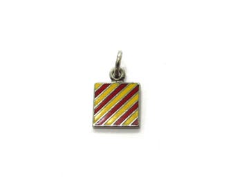 Vintage Sterling Silver International Maritime Signal Flag Yankee Red + Yellow Striped Enamel Nautical Charm