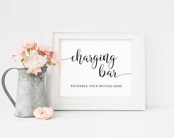 Wedding Charging Bar Sign, Printable Charging Station Sign, Recharging Station, Wedding Power Bar Sign, Cell Phone Charging Sign, Reception