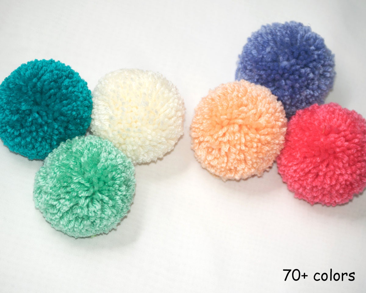 6 Large Made to Order Yarn Pom Poms 3 inch Acrylic Yarn Balls