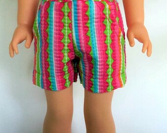 14 inch doll clothes, shorts, seersucker, , watermelon, polka dot, stripe, fit dolls like Wellie Wishers