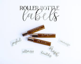 Roller Bottle Labels, Essential Oil Labels, 10ml Roller Labels, 5ml Roller Labels, Pretty Decal Labels, Personalized Oil Roller Bottles