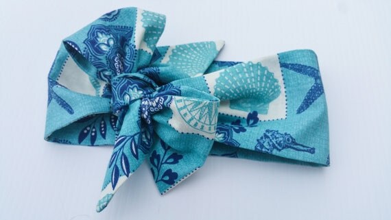 Beach Baby Head Wrap Headwrap Headband Head band Seashells Starfish Ocean Baby Turban Toddler Headwrap Girls Headwrap Big Bow Headband