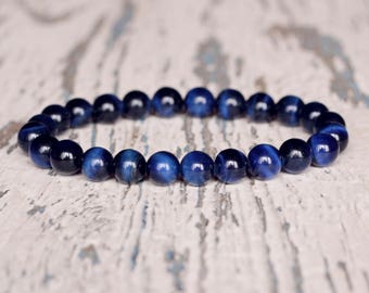 dark blue bracelet bohemian beaded bracelet 8mm gifts blue stone men beaded jewelry hawk natural gemstone navy women blue tiger eye bracelet