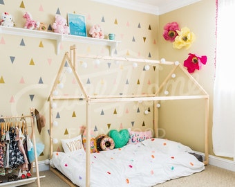 EXPRESS SHIPING Handmade bed TWIN, wood house bed, Montessori bed house, toddler bed, children furniture, kids teepee, frame bed, baby bed