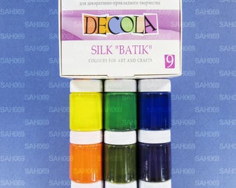9 SILK BATIK Acrylic Paint Set DECOLA Russian Nevskaya Palitra
