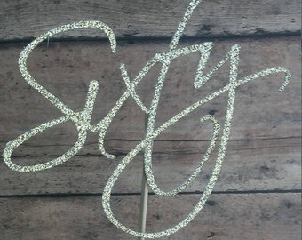 60th Birthday Cake Topper, Custom Birthday Cupcake Toppers, 60th Anniversary, 60th Birthday Decor, Gold Cake Topper, 60, Decorations