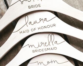 Personalized Wedding Dress Hangers - Bridal Party Hangers - Bridal Hanger - Wedding Hanger - Bridesmaid Gift - Custom Engraved Hanger