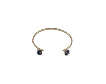 Lapiz Azzurri Stone Bangle Bracelet Matte Gold