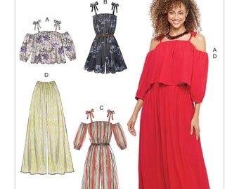 Sewing Pattern Misses' Off-the-Shoulder Top, Romper, Jumpsuit, Pull-On Pants, McCall's Pattern 7607, Summer 2017 Line
