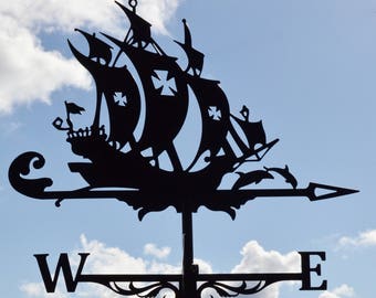 Frigate Metal Weathervane Roof Mount Ship Weather Vane Wind Decor