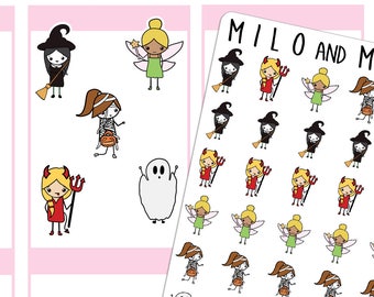 Halloween Costume Emoji Girls | Planner Stickers