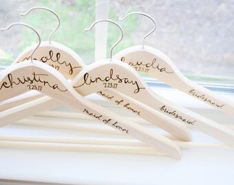 Personalized Wedding Dress Hangers | Bridal Party Hangers | Bridal Hanger | Wedding Hanger | Bridesmaid Gift | Custom Wood Burned Hanger
