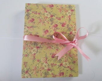 Handmade Journal with French Link Stitch and Satin Ribbon - Handmade