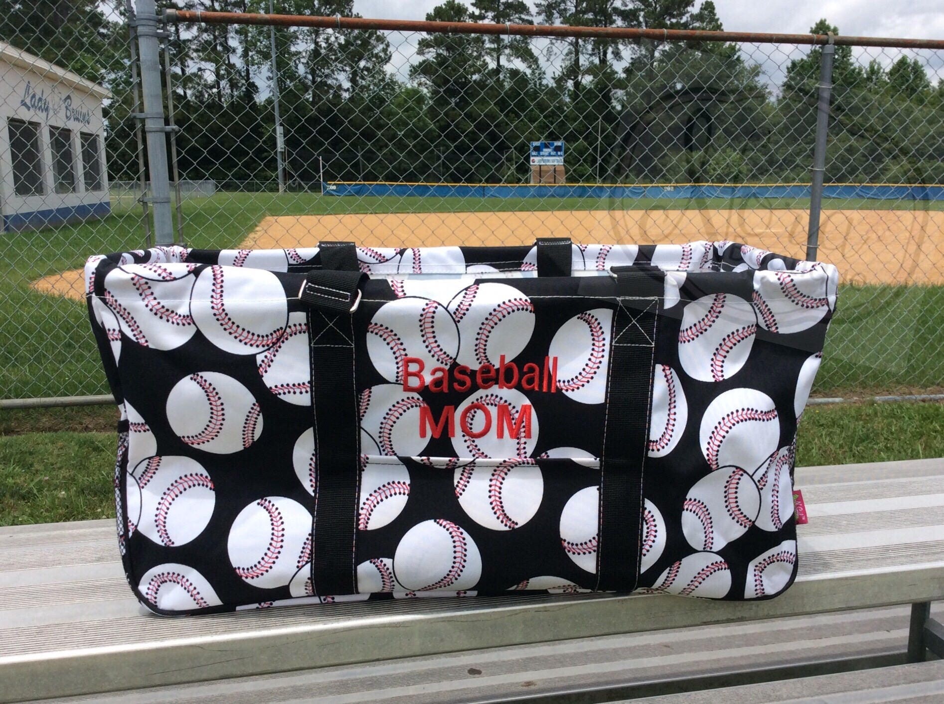 Monogrammed Large Baseball Utility Tote Bag