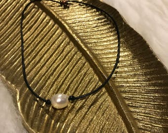 Freshwater Pearl and Leather Necklace