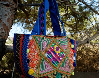 Ethnic Tote Bag, Large Canvas Bag, Weekend Bag, Embroidery Bag, Vintage Bag, Banjara Bag, Tapestry Bag, Handmade Indian Bag, Ibiza Style Bag