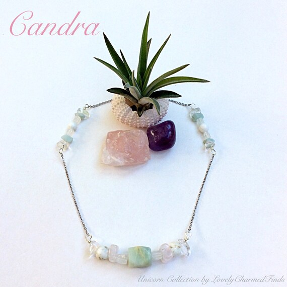 Pastel gemstone necklace amazonite necklace moonstone