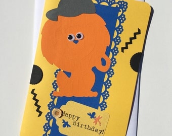 Animal Card, Lion Card, Birthday Card, Cricut Card, Card for Birthdays, Card with Lion, Large Card, Large Birthday Card, Lion Greeting Card