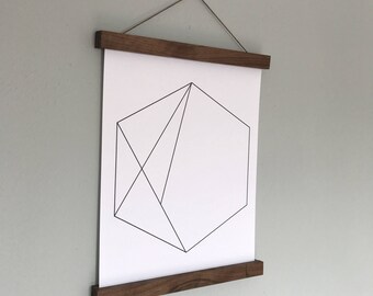 Magnetic Poster Hanger, Wood Poster Hanger, Wall Hanging, Picture Frame, Wood Wall Art, Print Hanger, Poster Frame, Walnut Frame, Wood Gift