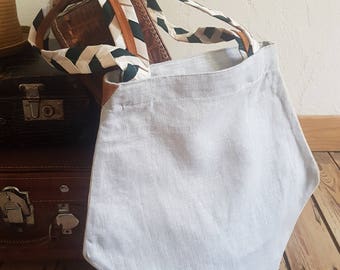 Tote bag / linen tote bag / Tote shoulder bag / hand braiding / traffic handles