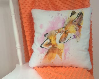 Fox pillow - Woodland pillow - Woodland decorative pillow - Nursery fox decor - 1st birthday girl gift - Orange pillow - Ready to ship gift