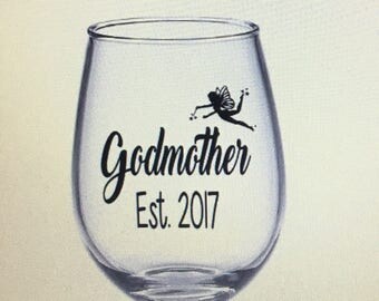 Godmother wine glass. Godmother gift. Fairy godmother gift. Fairy godmother wine glass. Godmom gift. Godmom wine glass.