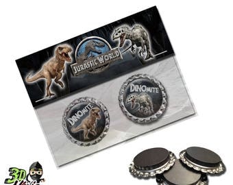 Jurassic World Magnets | Bottle Cap Magnets | Party Favors | Gift
