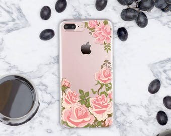 7 iPhone Case Clear iPhone 7 Plus Case Roses iPhone 6s Case Clear iPhone 7 Case Pink iPhone Case iPhone 6 Case Clear 5s iPhone Case cn023